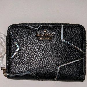 Kate Spade Black Leather Dolan Street Cassidy Mini Wallet Ziparound NWT!